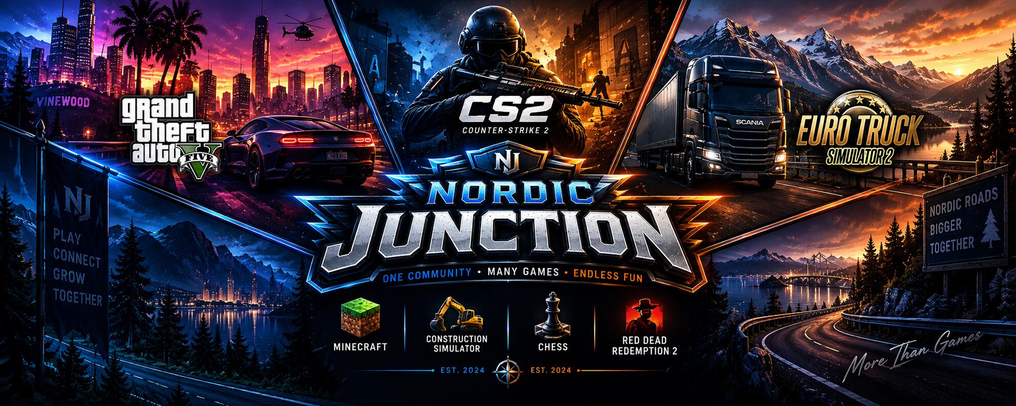 Discovery splash banner for Nordic Junction Discord server