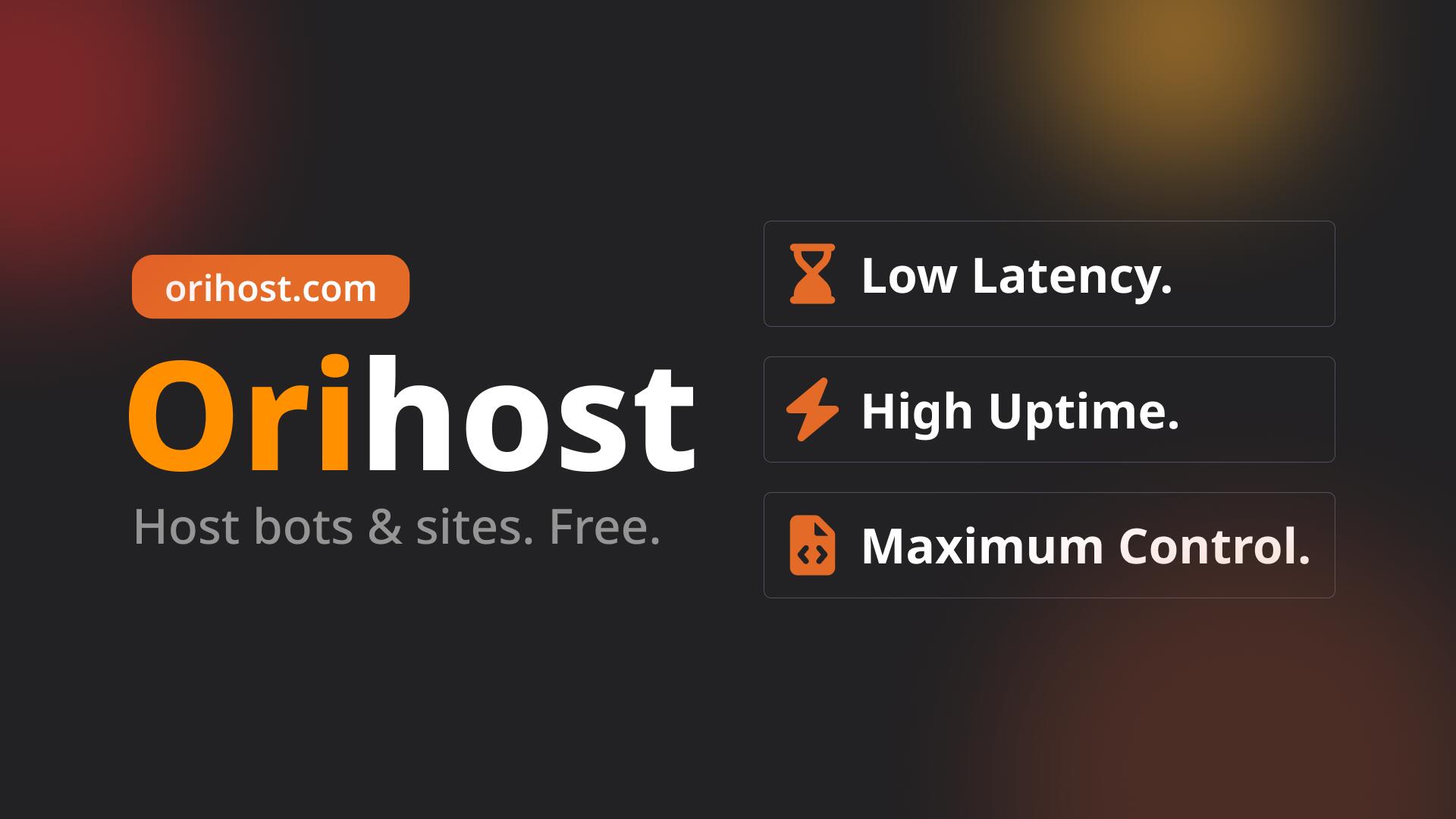 Discovery splash banner for Orihost.com | 24/7 Hosting ™ Discord server