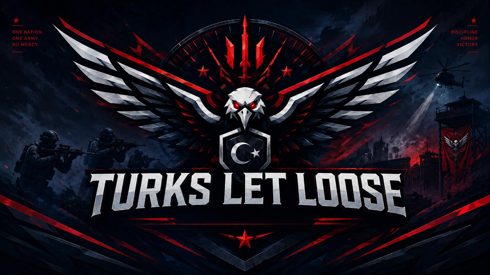 Discovery splash banner for Turks Let Loose 𖤍 Discord server