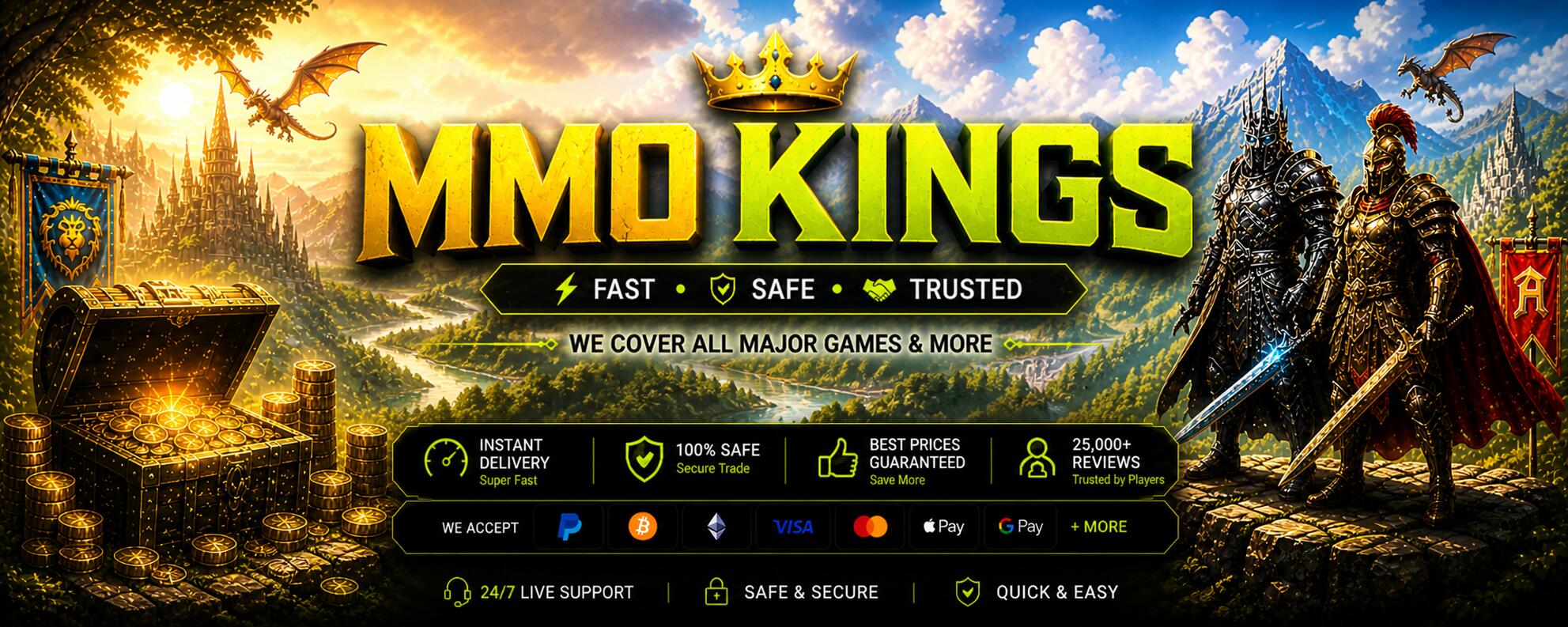 Discovery splash banner for MMO Kings – Buy & Sell MMO Gold MMO Gold Market Discord server